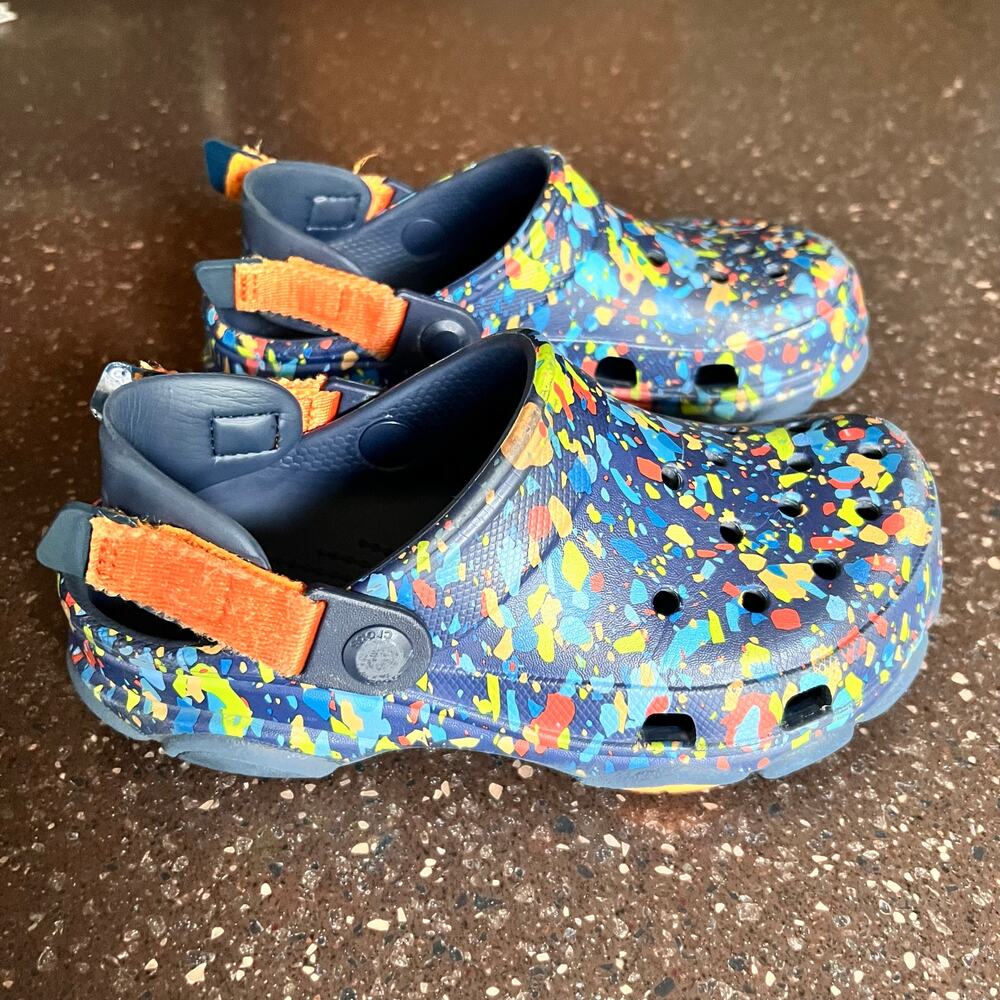 Crocs Shoes Big Kids Classic All Terrain Terrazzo Slip On Clogs Blue Size J2